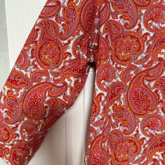 Lands' End Women's No-Iron Supima Cotton Paisley Button Front Top Size 10 - Picture 6 of 13